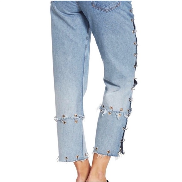 NWIT GRLFRND Helena Grommet Detail Crop Jeans - Picture 3 of 7